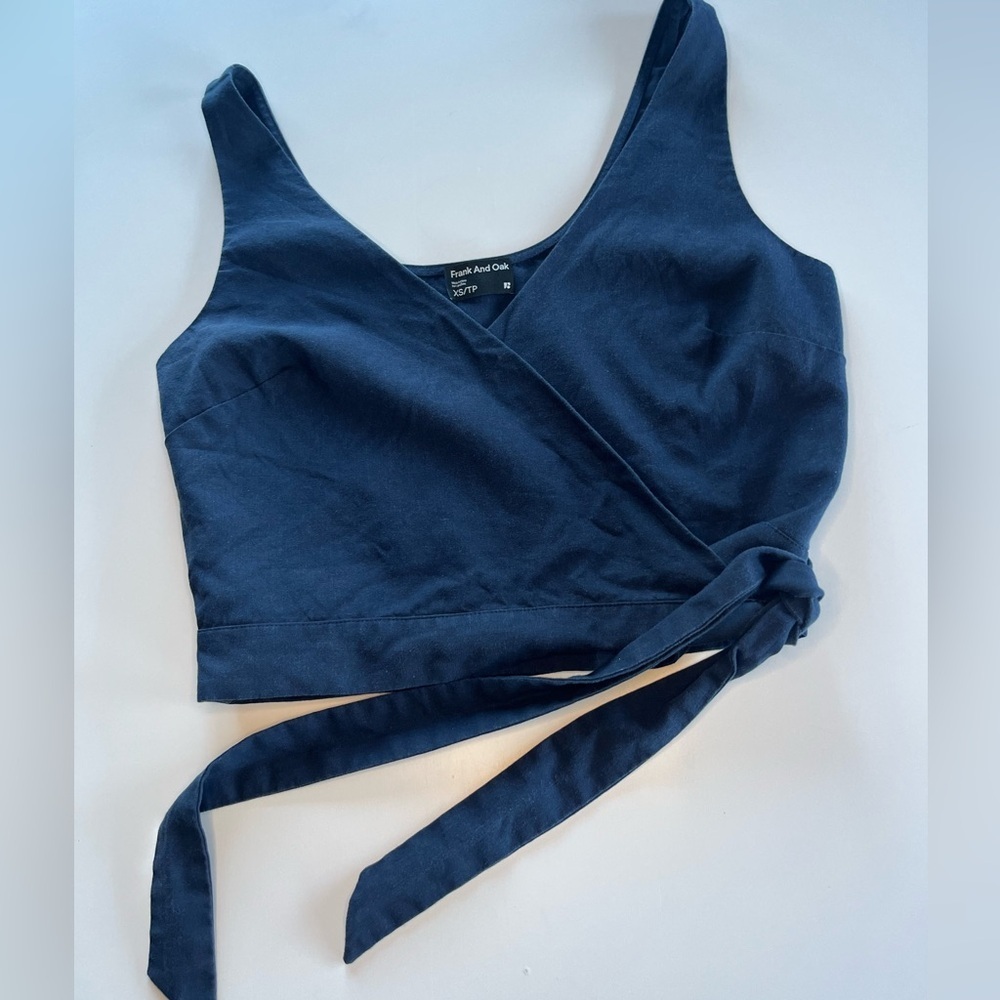 Frank and Oak Navy Wrap Crop Top - Picture 2 of 13
